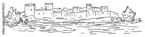 desert fortress with old stone walls