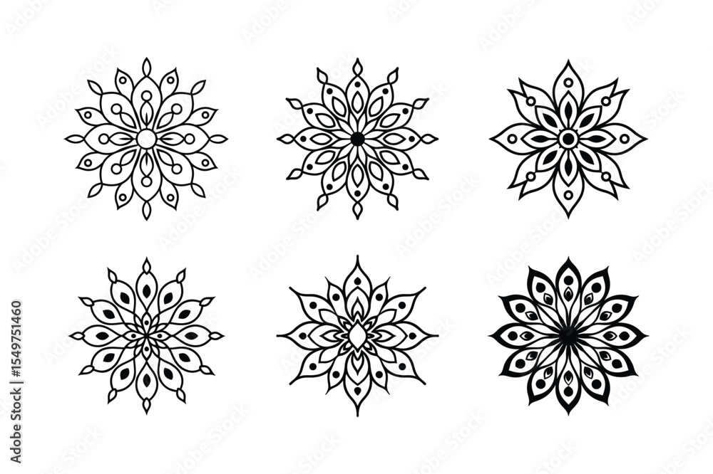 Obraz premium peacock mandala vector illustration set