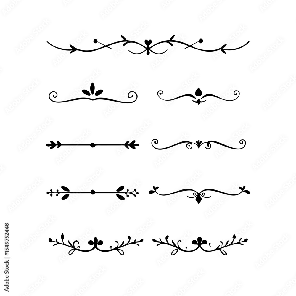 Vector dividers calligraphic line element.Set of Black Hand Drawn Rustic Doodle Design Elements. Decorative Floral Swirls, Scrolls, Text Frames, Dividers. Vintage Vector Illustration.
Vector dividers calligraphic line element.Set of Black Hand Drawn Rustic Doodle Design Elements. Decorative Floral Swirls, Scrolls, Text Frames, Dividers. Vintage Vector Illustration.