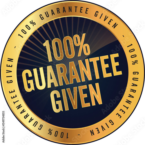 100% Guarantee Badge Label Vector Seal for Quality and Product Assurance