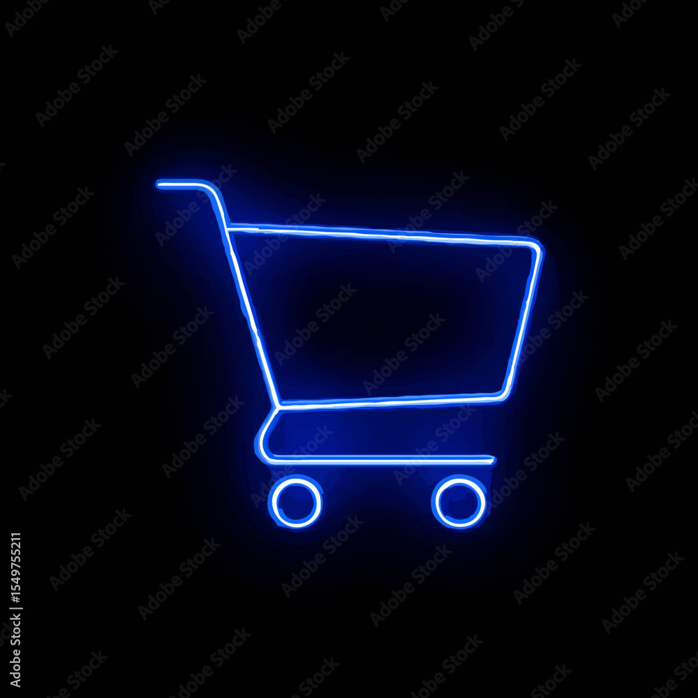 Shopping Cart Icon Glowing Blue on Black Background
Shopping Cart Icon Glowing Blue on Black Background