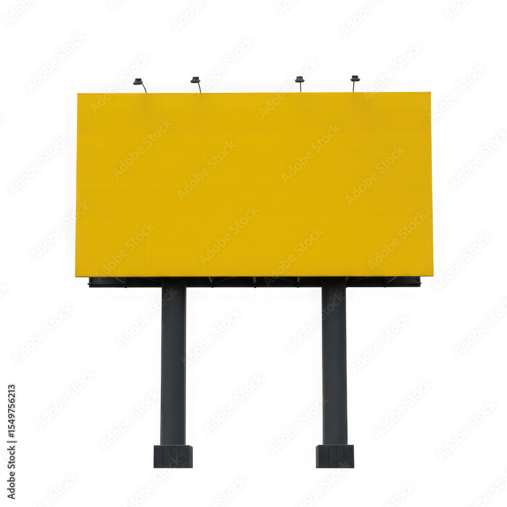 Fototapeta premium Blank yellow billboard isolated on transparent background