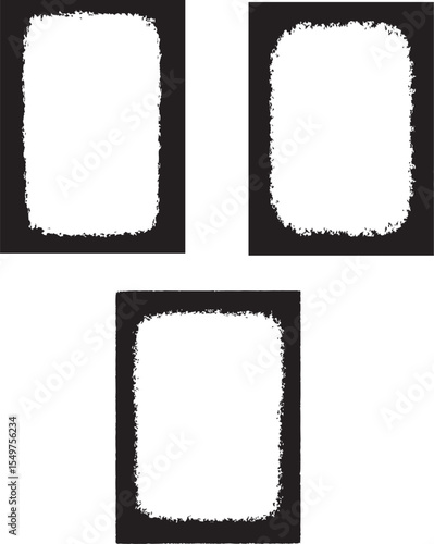 Set of vector frames with a minimalist grunge effect, ideal for modern design projects, overlays, or a unique artistic touch. Perfect for graphic design and creative visual content.