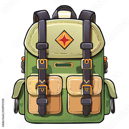 Flat Vector Army Backpack Icon for Tactical Field Use and Military Gear

