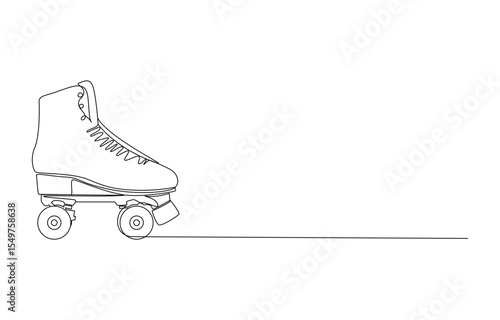 Roller Skate Single Line Drawing, Single Line Drawing of a Roller Skate, Roller Skate in Continuous Line Drawing,
