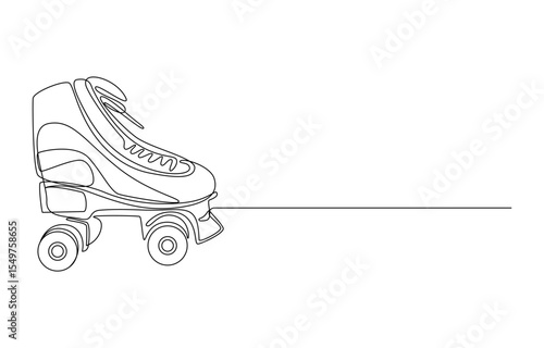 Roller Skate Single Line Drawing, Single Line Drawing of a Roller Skate, Roller Skate in Continuous Line Drawing,

