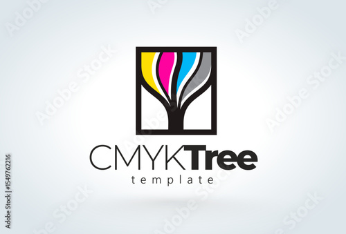 Logo Cmyk Tree. Printing theme. Template design vector. White background