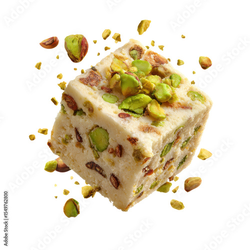 Isolated Soan Papdi Sweet Cube on Transparent Background