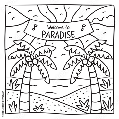 Summer Fun Coloring Page – Cute and Easy Summer Scene Illustration for Kids and Adults