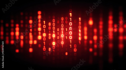 Wallpaper Mural Close up of binary code digital display with glowing red numbers and data streams, representing technology and data processing Torontodigital.ca