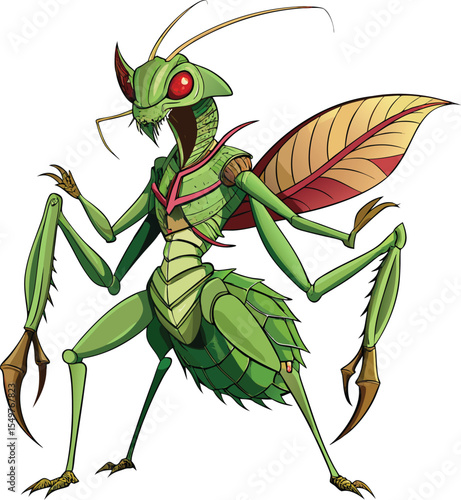 Green Mantis Fantasy Insect Vector