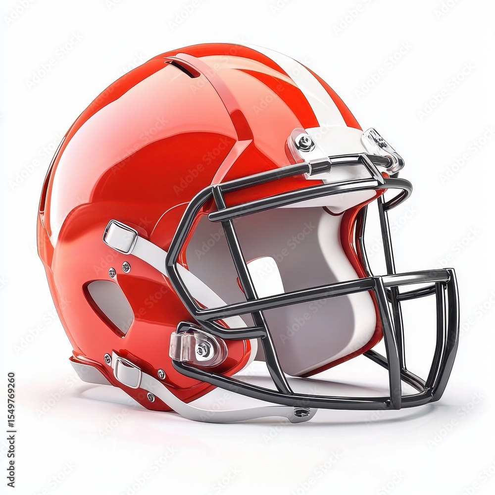 Fototapeta premium Football helmet with a strong protective cage, isolated on white background