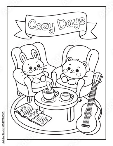 Cozy Kawaii Days Coloring Pages For Kids