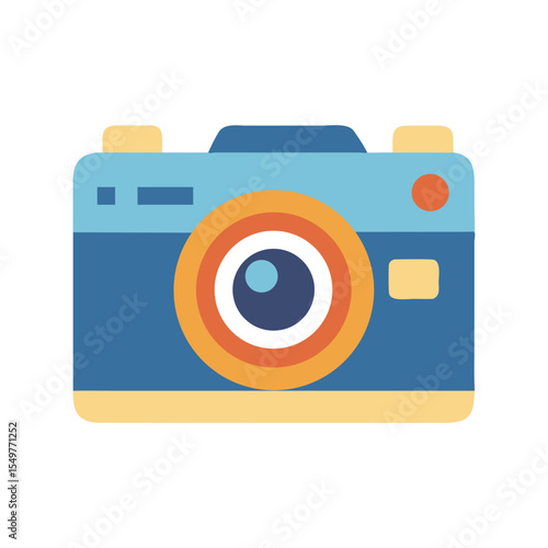 Retro camera flat icon vector, vintage photography device, classic photo equipment, stylish graphic design

