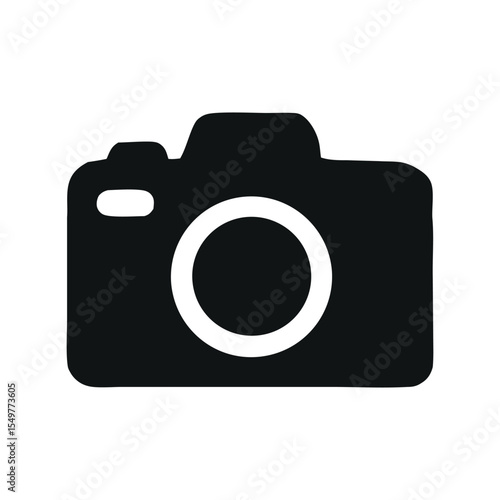 Camera silhouette vector illustration, classic photography icon, black photo equipment, minimal modern design

