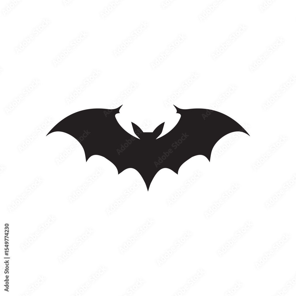 Fototapeta premium Bat vector silhouette, black color isolated on white background. Vector illustration