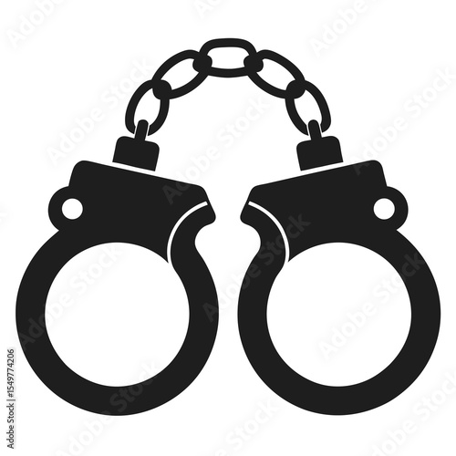 Police handcuffs vector black icon in silhouette style, best for law enforcement, crime, security, jail, arrest, police, detective or justice related visual concepts