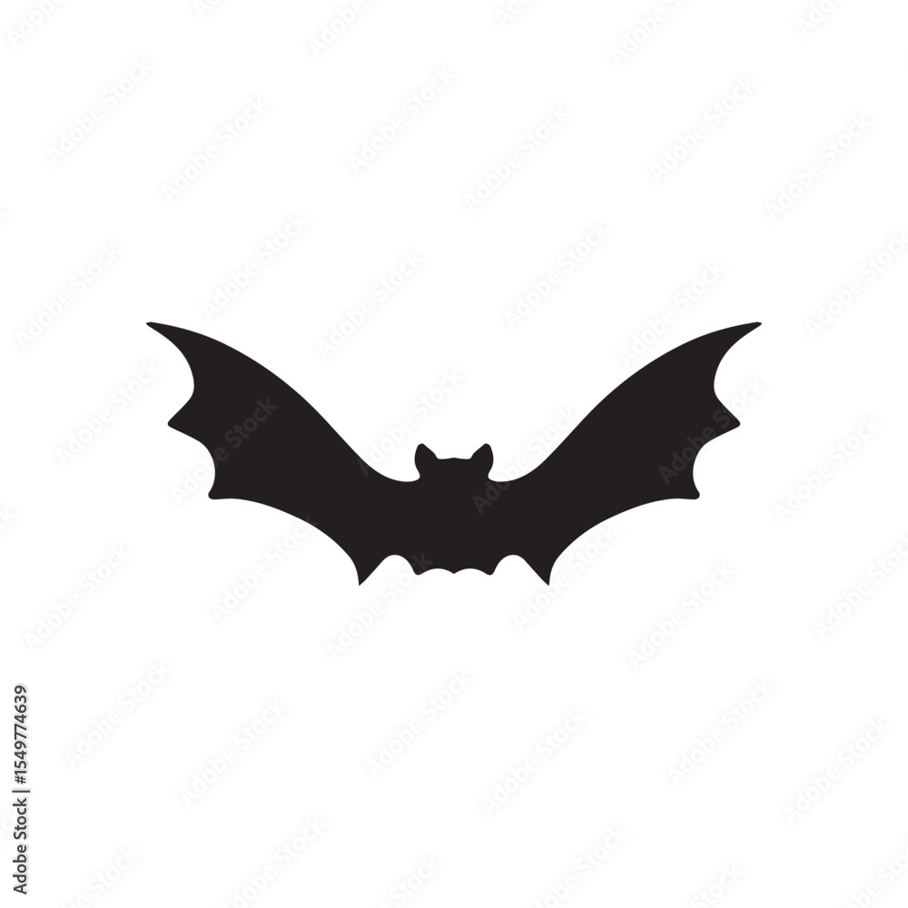 Fototapeta premium Bat vector silhouette, black color isolated on white background. Vector illustration