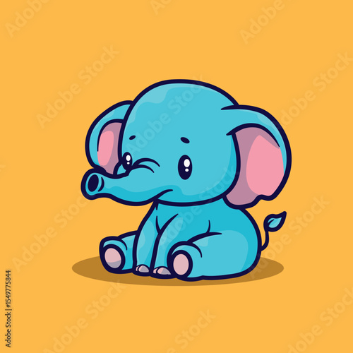 Cute chibi elephant vector illustration suitable for t-shirt and logo design