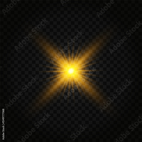 Lens Flare, light glow effect. sun or realistic shining star with backlight effect. bokeh glitter and sparkles or sparkles on transparent background.