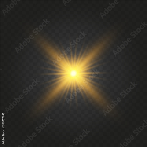 Lens Flare, light glow effect. sun or realistic shining star with backlight effect. bokeh glitter and sparkles or sparkles on transparent background.
