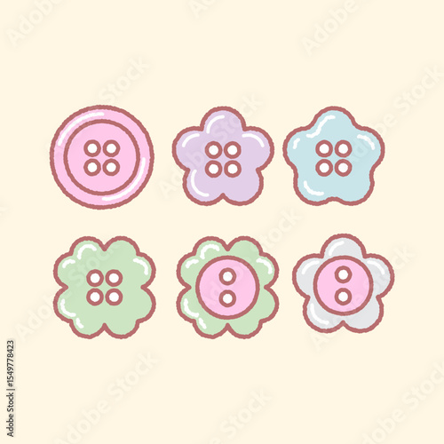 Cute Pastel Button Icon Elements