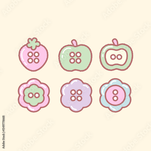 Cute Pastel Button Icon Elements