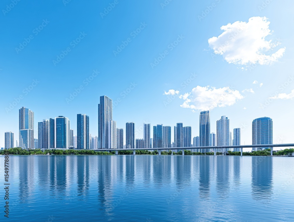 Fototapeta premium Cityscape reflected in water