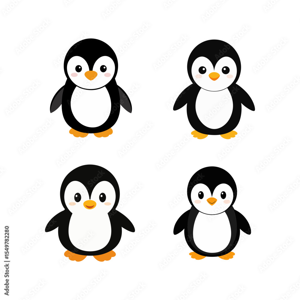 Naklejka premium Cute baby Penguin cartoon vector illustration