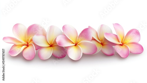 Pink Plumeria blossoms arranged