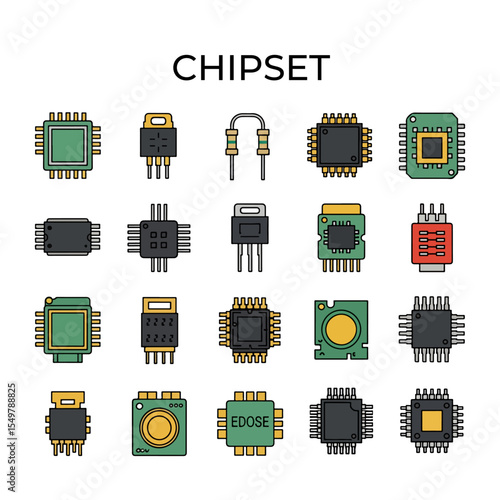 Tableau sur toile Set of object chipset