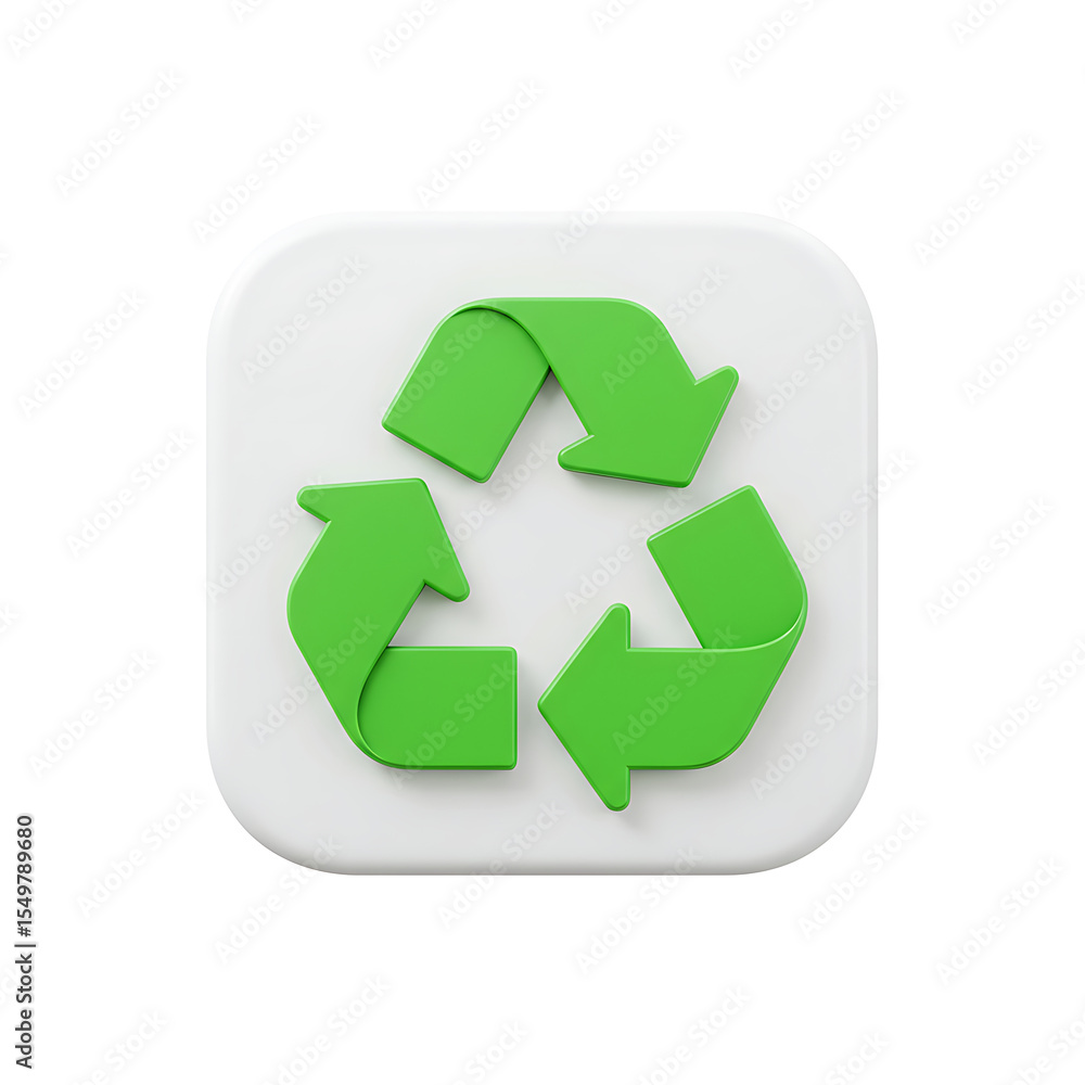 Fototapeta premium Green recycle symbol icon isolated on transparent background