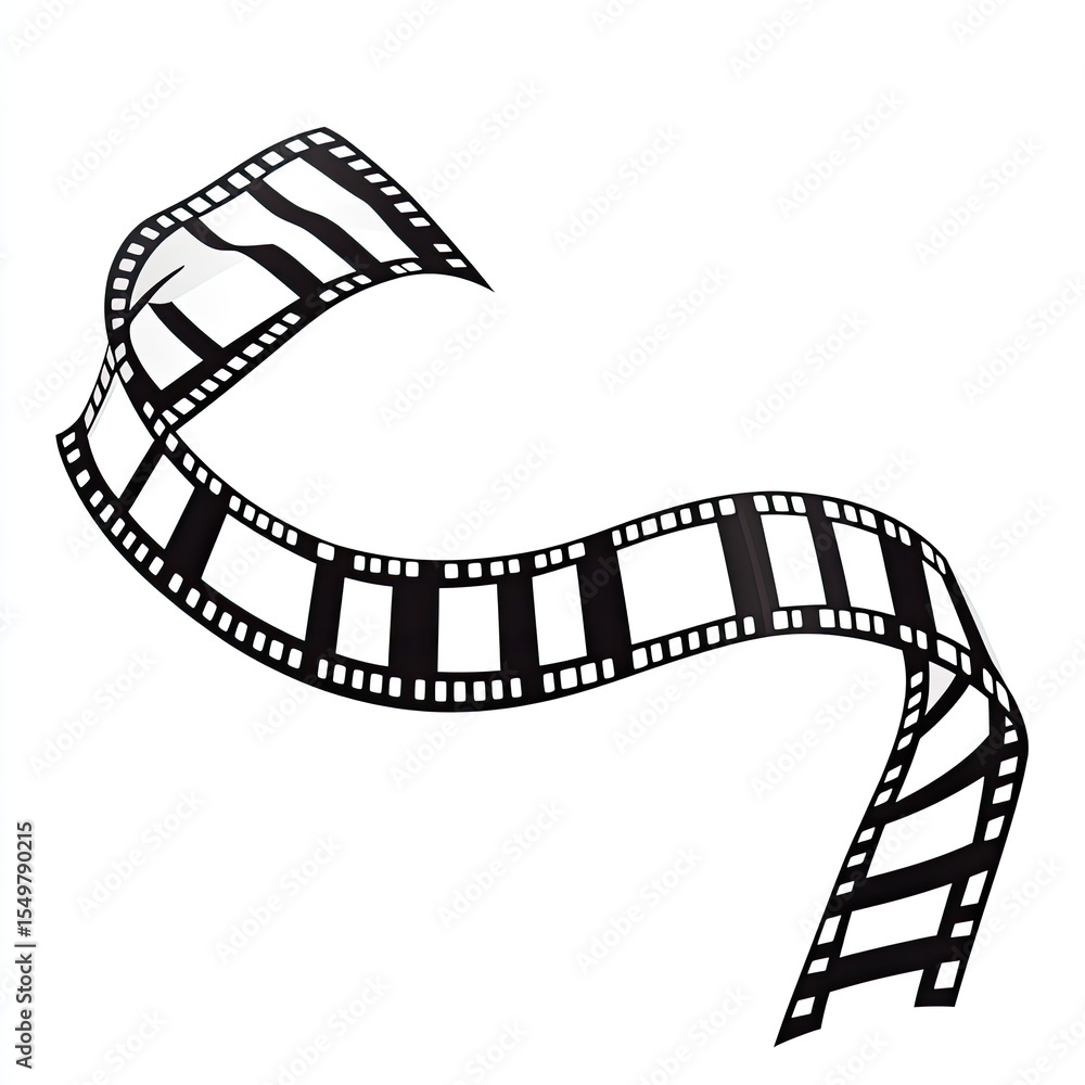 Fototapeta premium Black and white film strip in a looping S shape