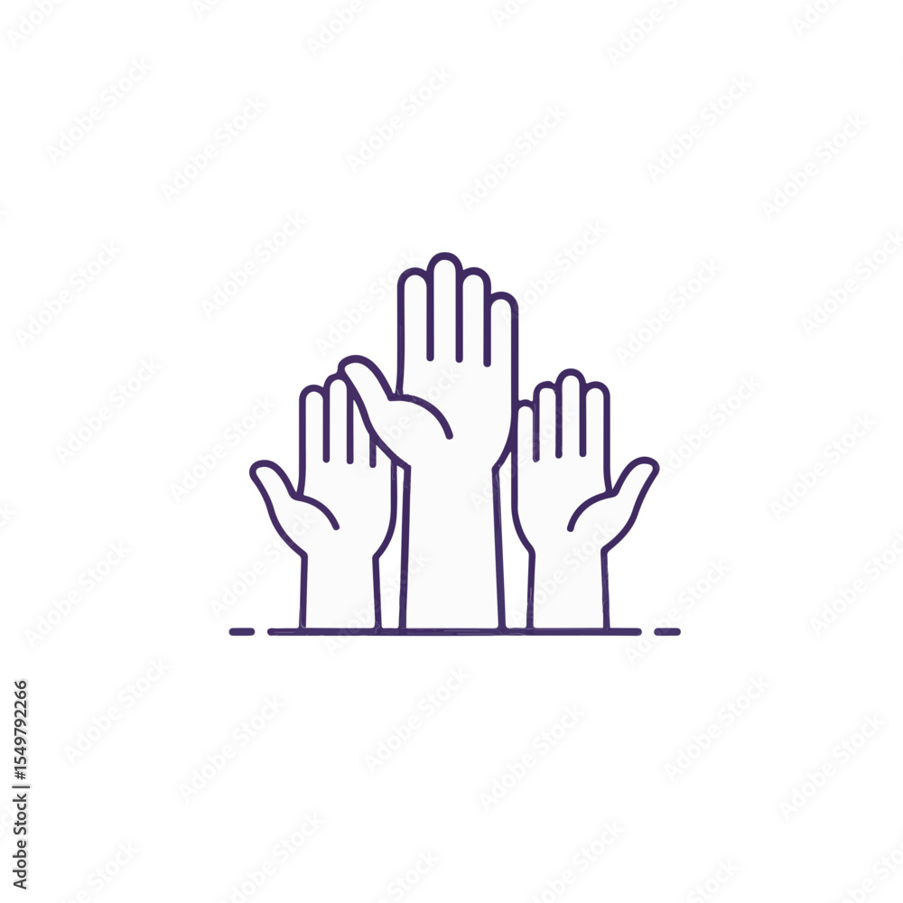 Obraz premium Hands raised high, symbolizing unity and participation. 