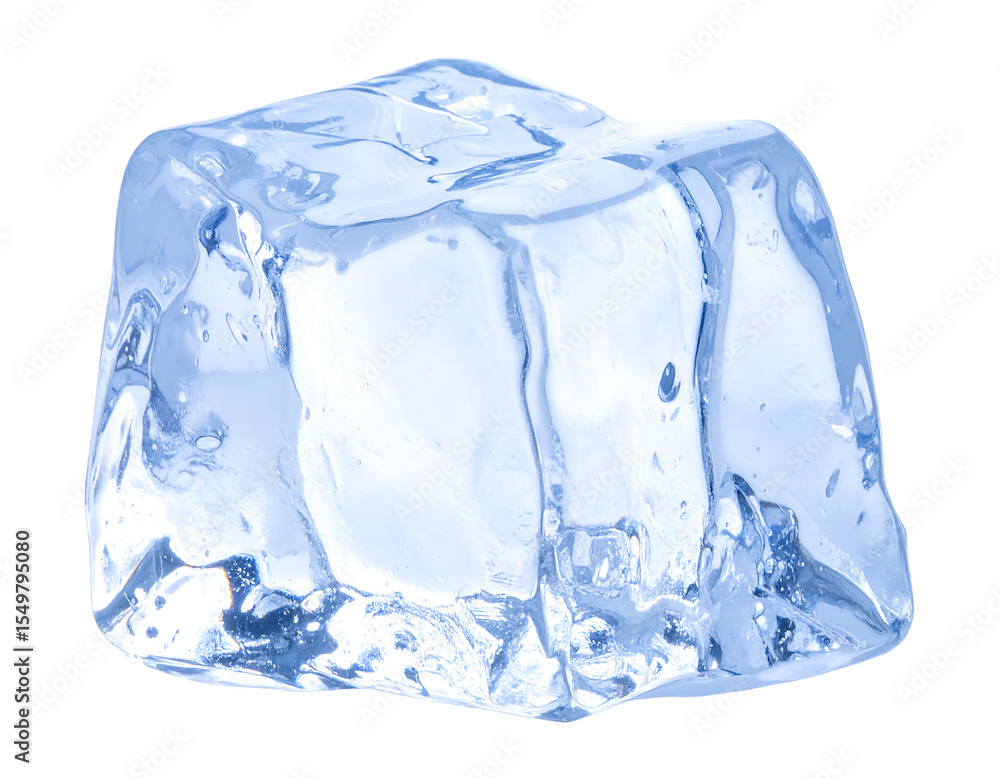 Obraz premium Translucent blue ice cube on background