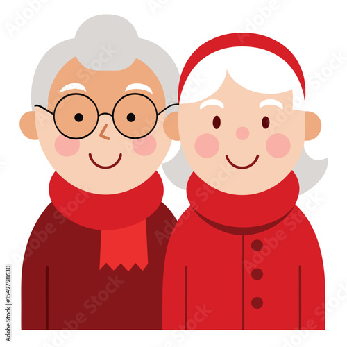 grandfather and granddaughter vector icon isolated on white background