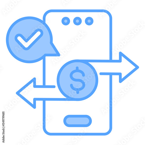 Digital Transaction Blue Icon