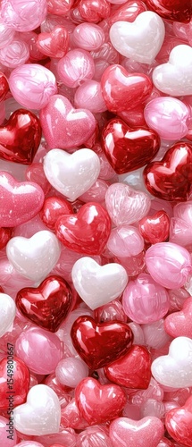Colorful Heart Shapes in Various Sizes for Love and Romance Themes