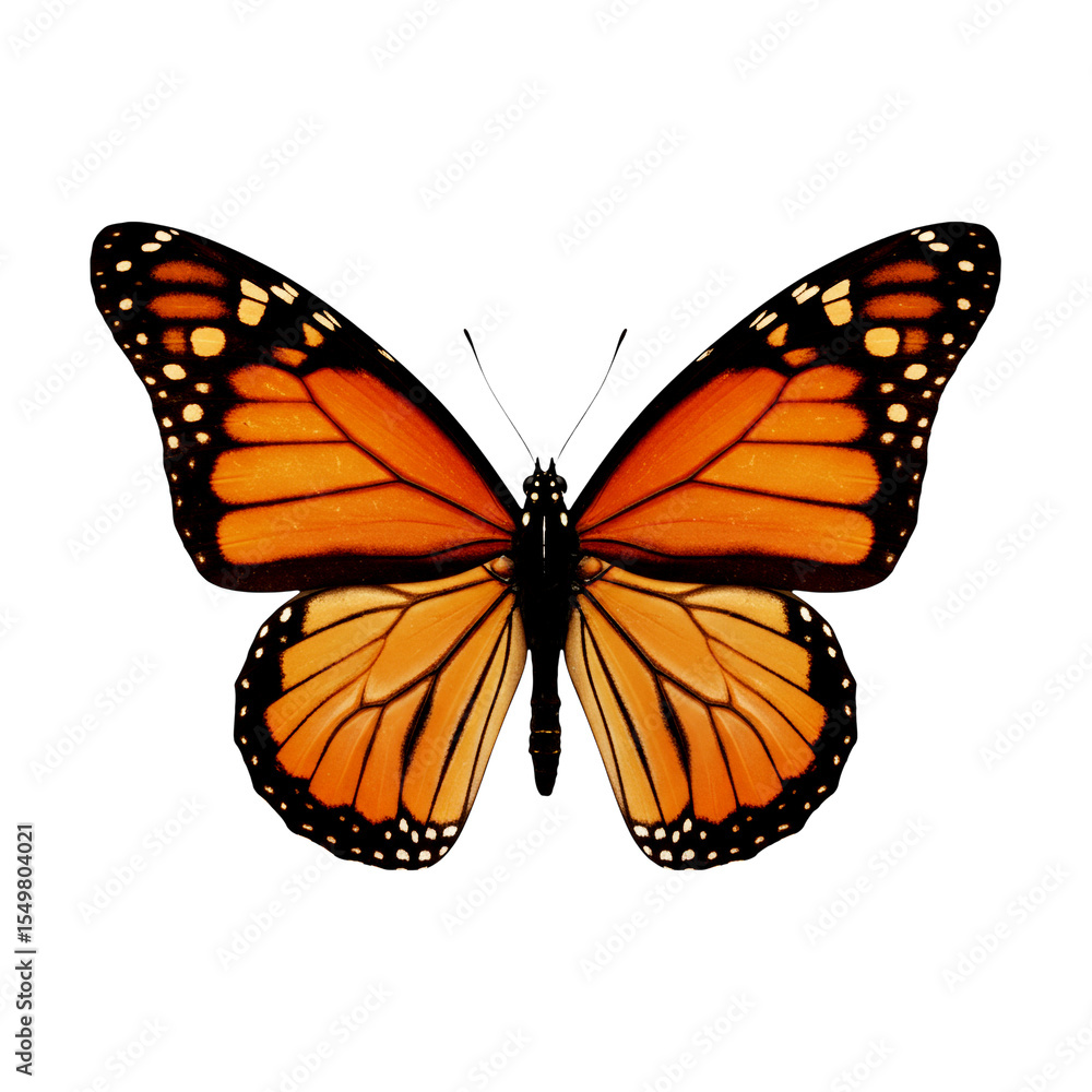 Fototapeta premium 3D Butterfly – Realistic Wings Spread – Transparent PNG Clipart