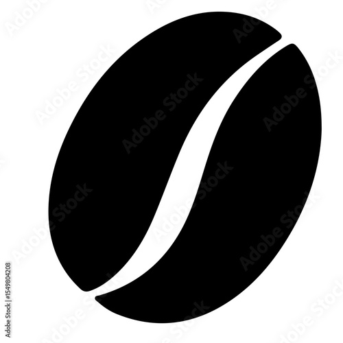 Coffee bean icon, black and white illustration