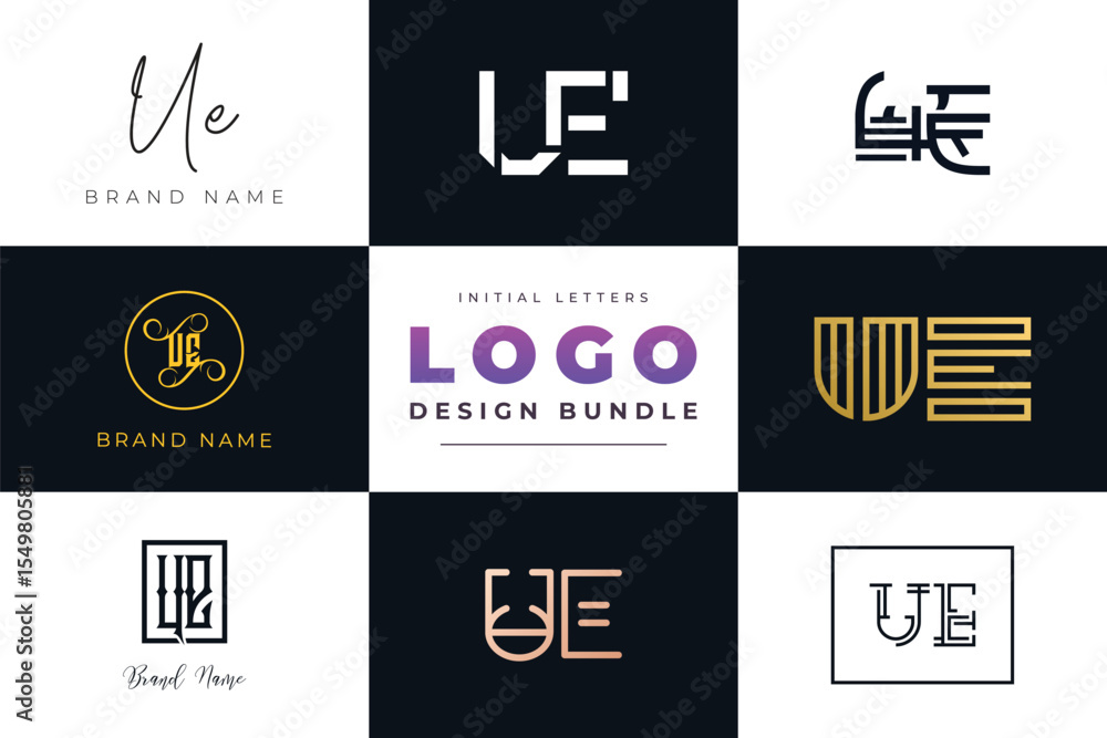Fototapeta premium Initial letters UE Logo Design Bundle