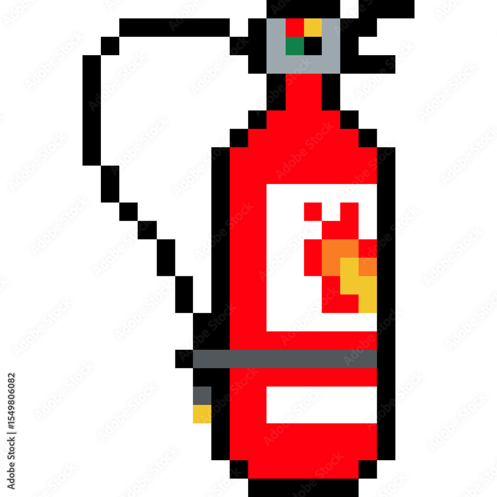 Obraz premium Pixel Art of Fire Extinguisher – Emergency Safety Equipment Illustration