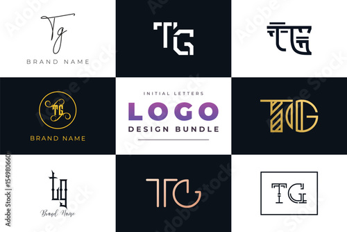 Initial letters TG Logo Design Bundle