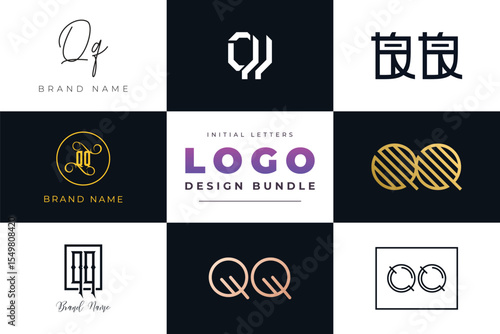 Initial letters QQ Logo Design Bundle