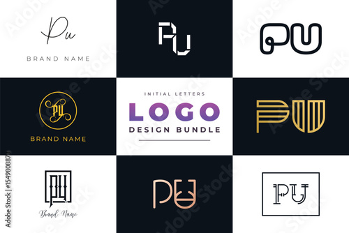 Initial letters PU Logo Design Bundle