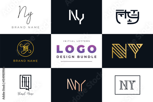 Initial letters NY Logo Design Bundle