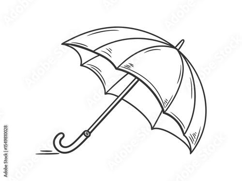 Umbrella line drawing vector. Hand-drawn line icon. Isolated icon. Design linear artwork elements. Flat design. one-line object