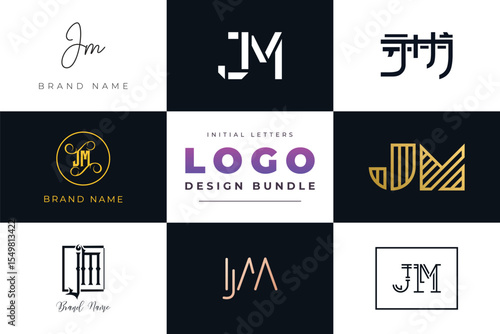 Initial letters JM Logo Design Bundle