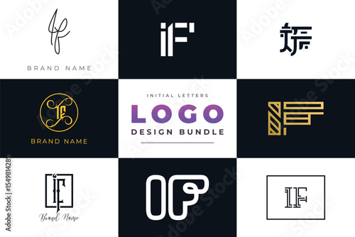 Initial letters IF Logo Design Bundle