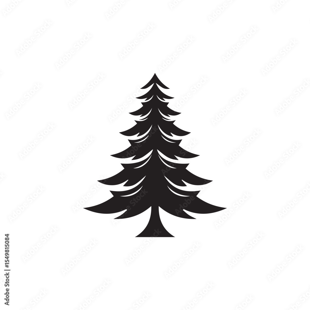 Obraz premium Tree vector silhouette, black color isolated on white background. Vector illustration